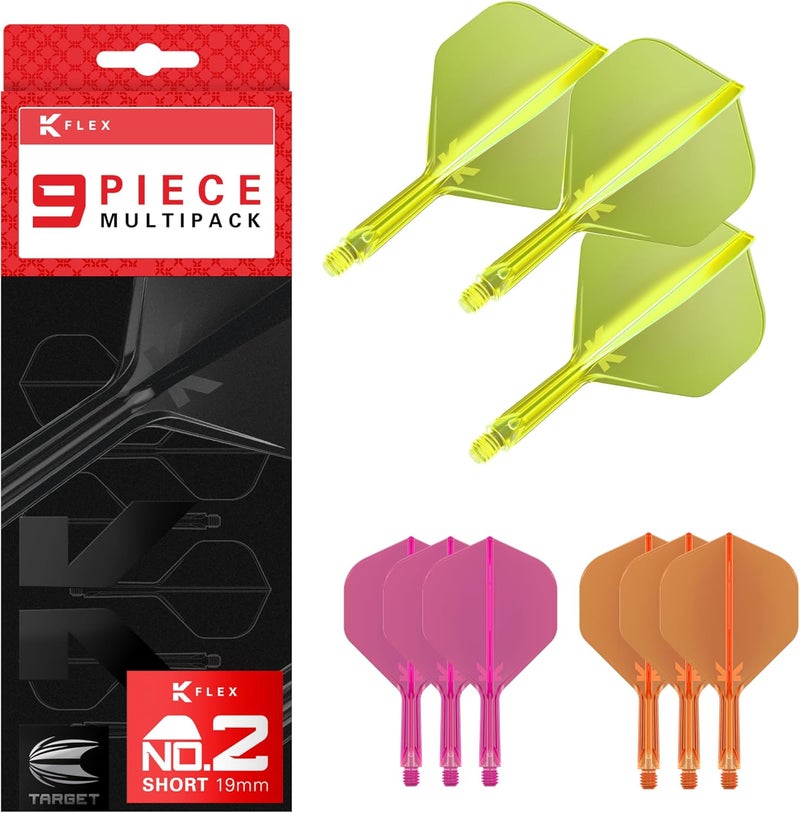 Target Darts رحلات وأعمدة كيه-فليكس المتكاملة، حزمة كيه فليكس 9، حزمة متعددة - كيه فليكس 3 ألوان | أسود، أبيض، شفاف، أحمر، أخضر، أزرق، وردي، برتقالي، أصفر | قصير، متوسط، طويل - Image 1